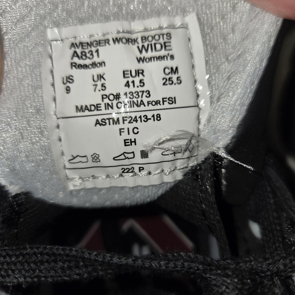 Avenger A831 Womens Work Boot Reaction Cn Pink Black Boots‎ Size 9 D Wide - Picture 5 of 8